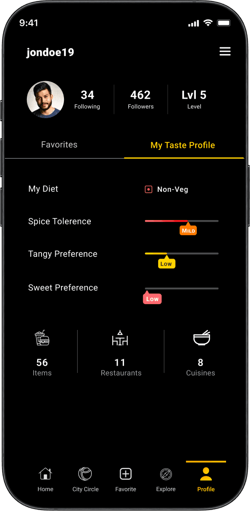 Taste preferences interface